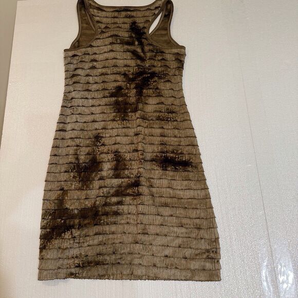 INC Small flapper ruffle shift A line dress Gold/Bronze Sleeveless Racerback - Picture 7 of 11